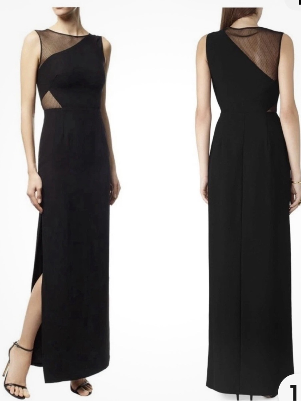 Reiss Clara Mesh Cut Out Black Maxi Dress Gown
